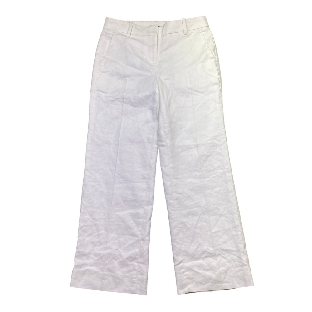 J.Crew Womens White Linen Blend Wide Leg Crop Trousers Pants Size 0 L2881